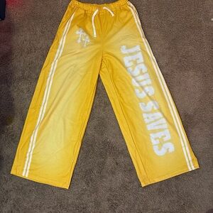 Vibrant Yellow Kids Joggers with White Details